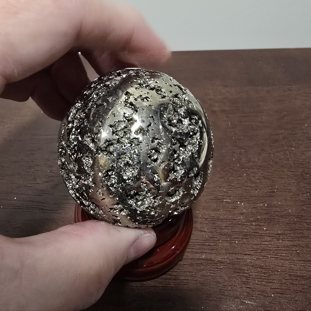Pyrite Crystal Sphere #Q 57 mm - Picture 6 of 9